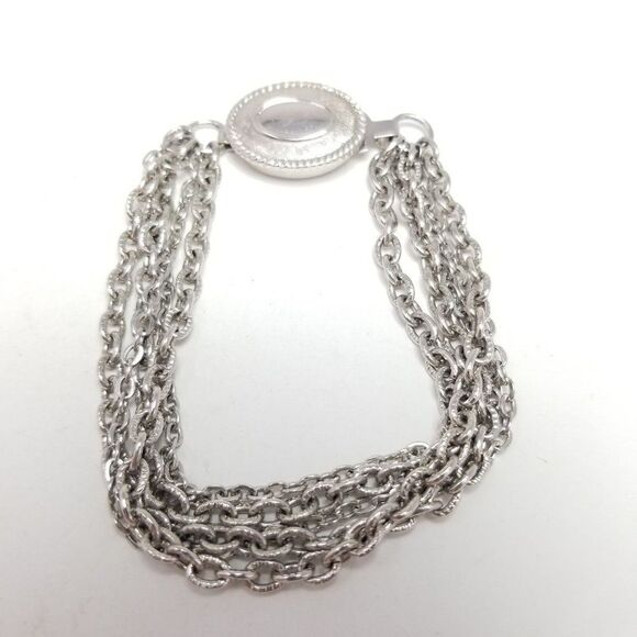 Vintage Avon Multi Strand Chain Bracelet, Silver Tone, Retro Estate - Picture 3 of 8